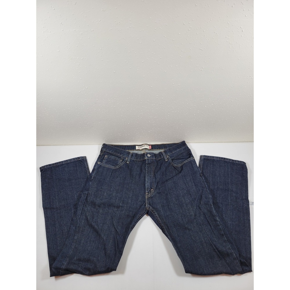 Levi's 505 Jeans Mens 36x34 Dark Wash Excellent Straight Fit Denim‎ 0978